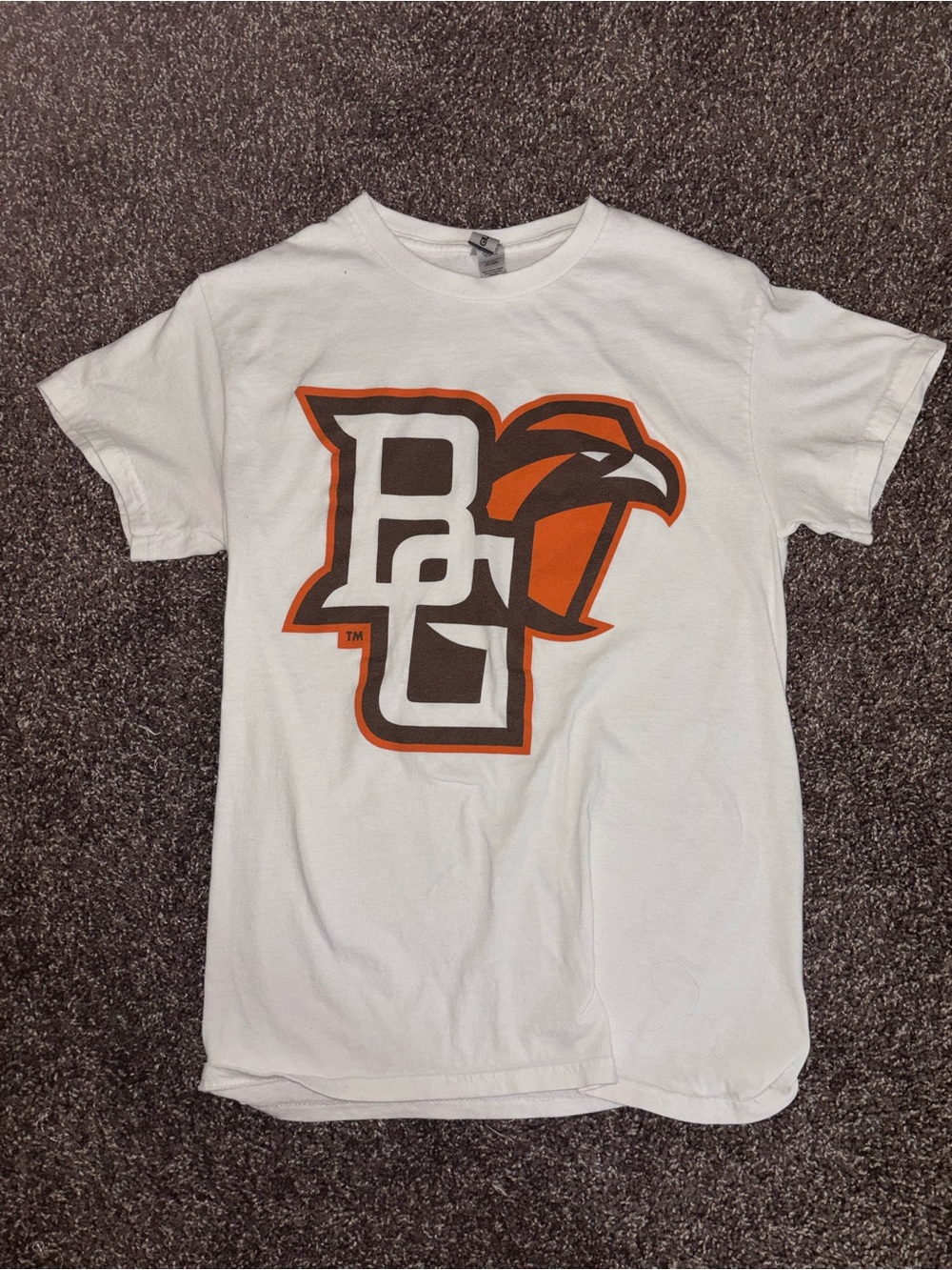 Gildan White Tee with Orange and Brown BG Falcon Logo
